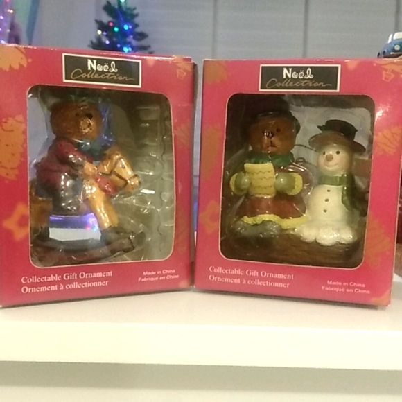 Noel Teddy Bears Rocking Horse & Carol Singing Snowman Collectible Gift Ornament - Picture 2 of 6